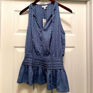 NEW! CURRENT AIR Women’s Blouse sz Small NWT Blue Leopard Print